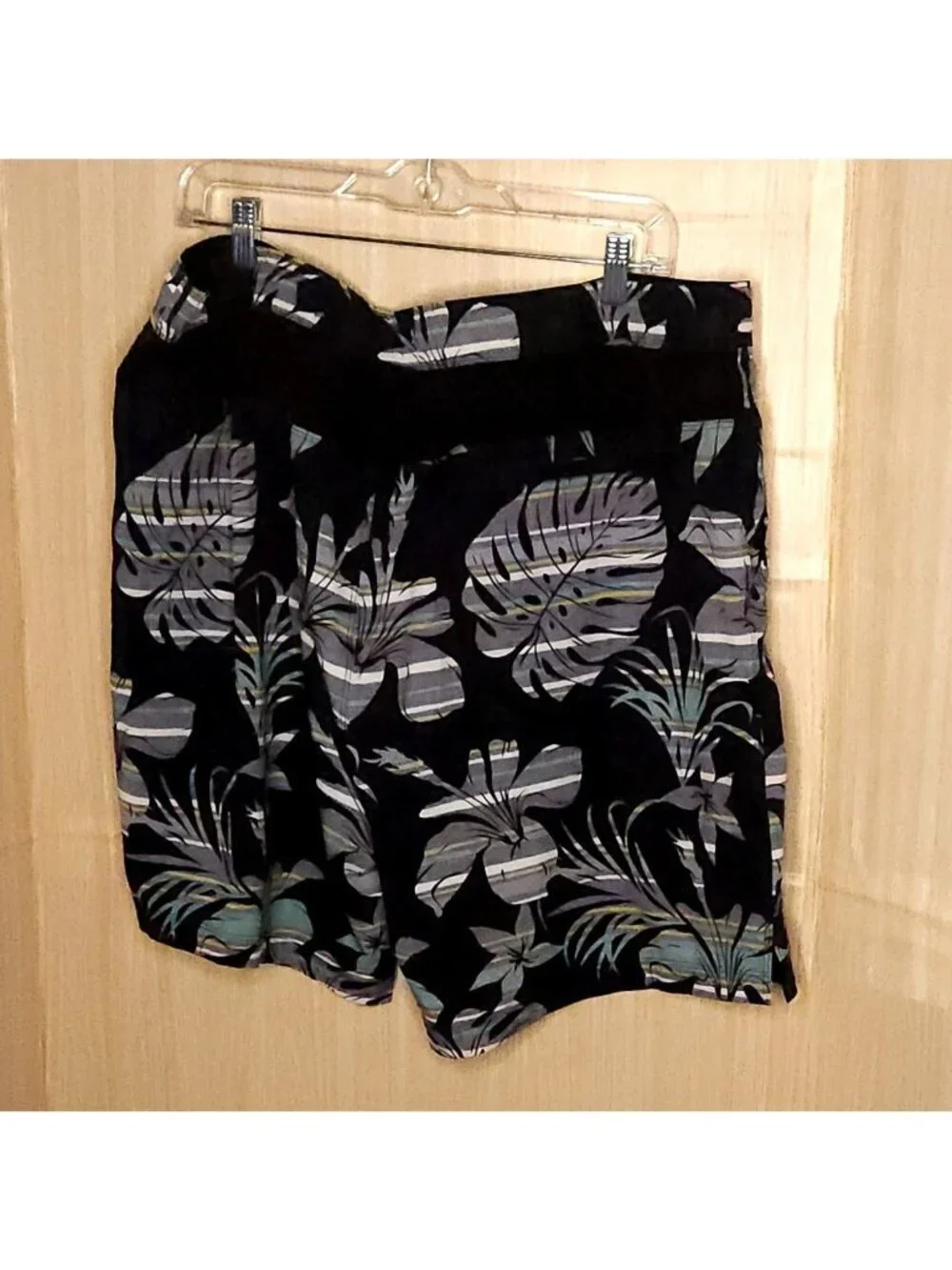 Speedo Mens Black Tropical Leaf Print Swim Trunks XXL